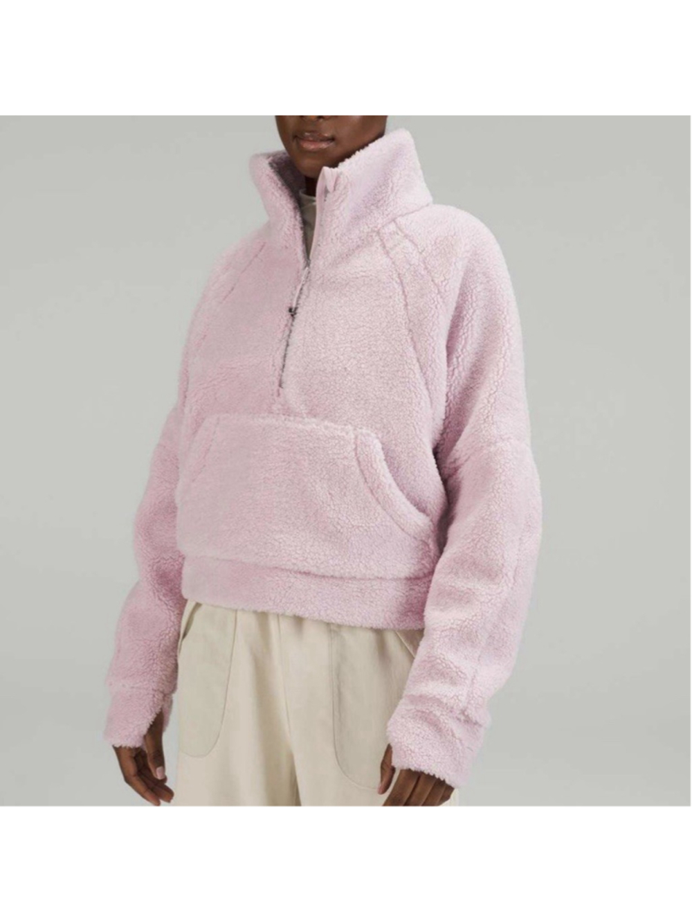 Lululemon Scuba Oversized Fleece Athleisure Funnel Neck 1/2 Zip Pink Peony M/L